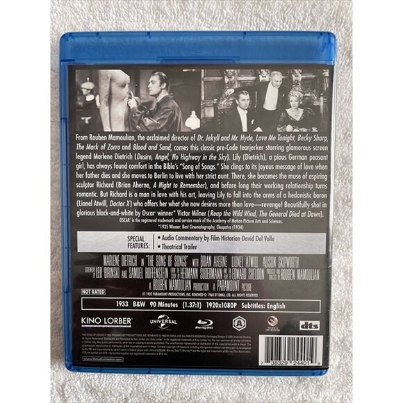 The Song of Songs (Blu-ray, 1933) Marlene Dietrich, Kino Lorber - Picture 2 of 4